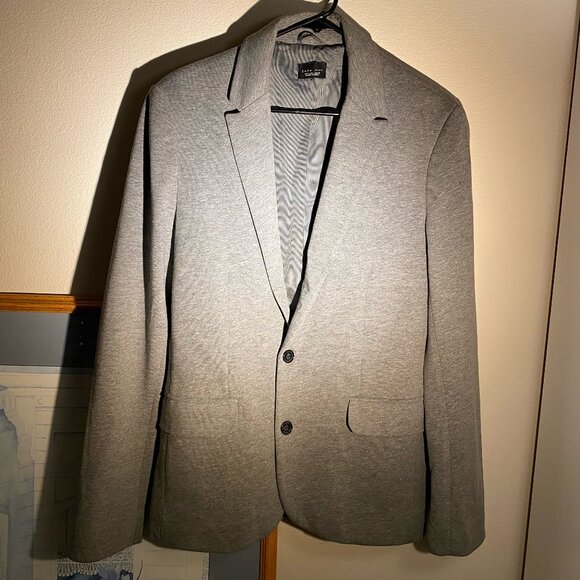 Zara Men Dress Blazer Light Gray Slim Fitted Size L 50% Cotton Mad in Turkey - Picture 1 of 6